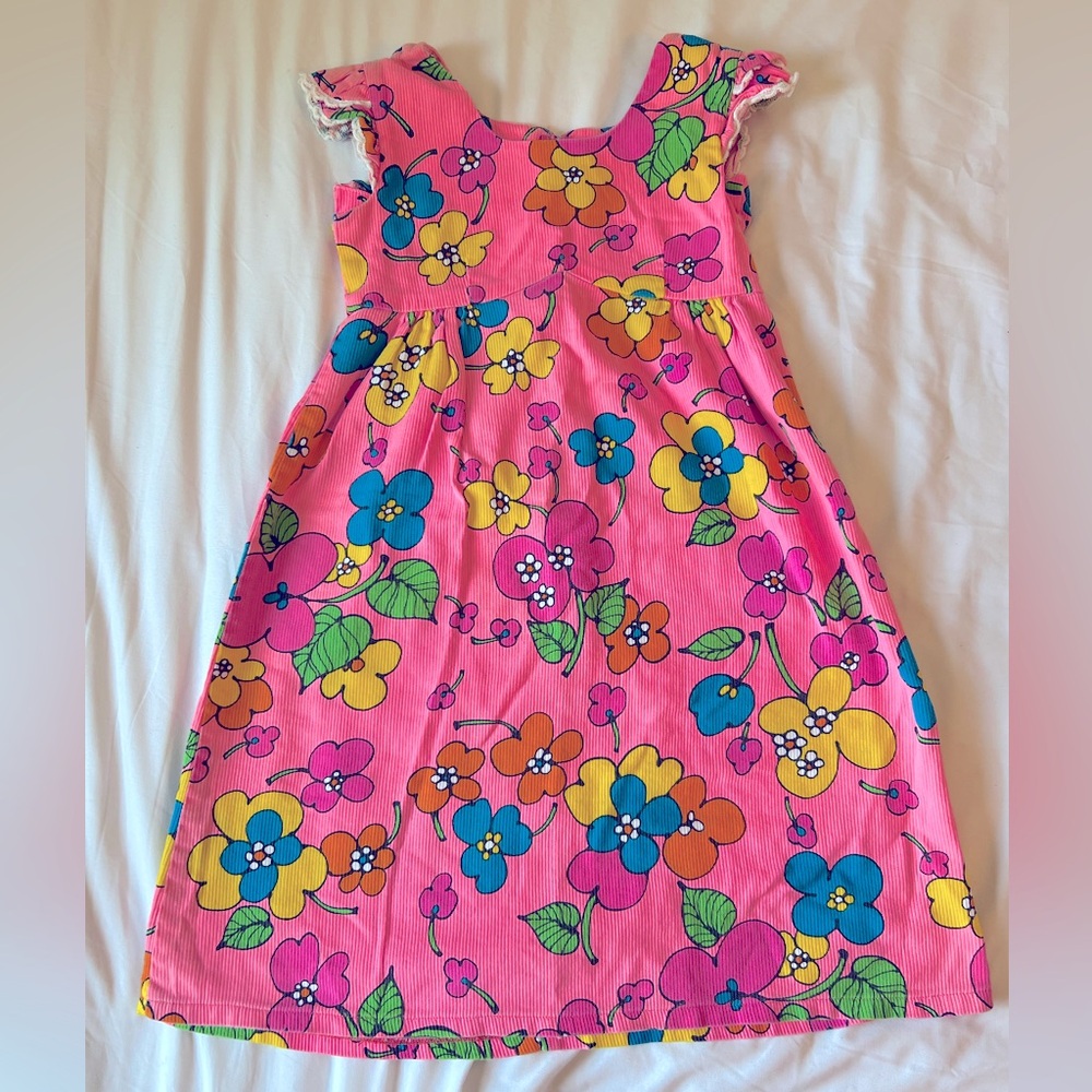 Vintage 1960s Sears Hawaiian Fashions Girls Dress Pink flower dress MCM